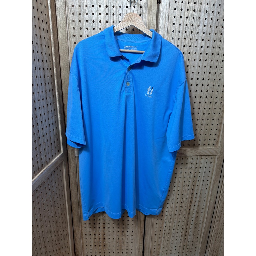 Nike Golf Mens XXL Blue Fit Dry Polo Shirt Treasure Island Las Vegas Logo